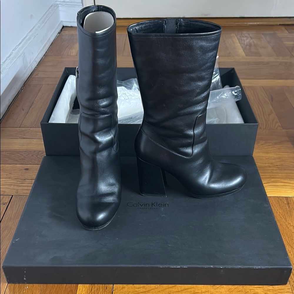 Calvin Klein Collection Black leather Women's Boots